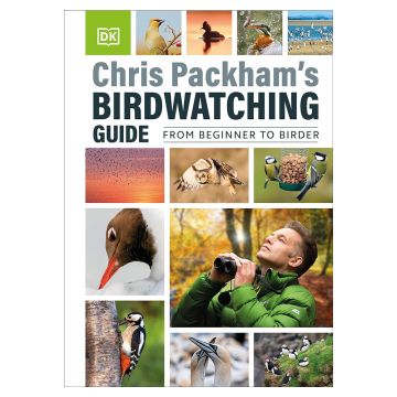 Chris Packham’s Birdwatching Guide: From Beginner to Birder front cover with a mosaic of different photos, including of Chris Packham.