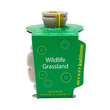 Wildlife Grassland Seedbom in its green packaging and the words 'Throw it, grow it'.