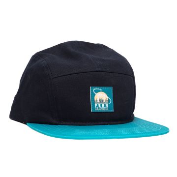 Fern Baseball Cap for Kids, with an embroidered patch of Fern the DIplodocus on the front.